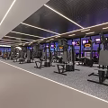 Modern Fitness Gym Reception Area With Circular Lighting And Displays