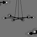 Modern Hanging Chandelier With Glass Ball Elements And Black Metal Frame For Interior Design