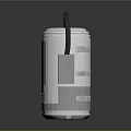 White And Gray Cylindrical Household Appliance With Blue Display Screen And Black Hose