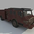Rustic Red Fire Functional Vehicle With Ladder And Industrial Design Features