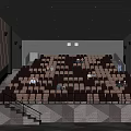 Cinema Auditorium Interior With Rows Of Seats Decorative Side Walls And Ceiling Lighting