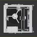 Industrial Machine With Transparent Glass Enclosure And Internal Mechanical Components System