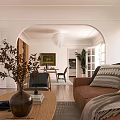 Modern Living Dining Room Interior With Brown Sofa Dining Table And Pendant Light