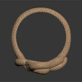 Copper Colored Snake Coiled In Intricate Pattern On Dark Background With Reflection