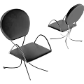 Sleek Modern Black Velvet Dining Chairs With Round Back And Silver Metal Curved Frame