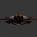 Cosmic Spaceship With Futuristic Red Blue Colorful Design And Aerodynamic Features