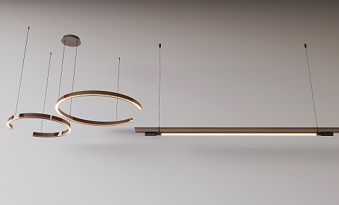 Minimalist chandelier line lamp 3d model