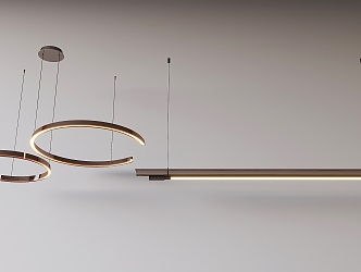 Minimalist chandelier line lamp 3d model