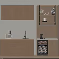 Modern Open Concept Kitchen Sideboard Design With Wooden Cabinets And Storage
