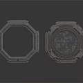 Industrial Mechanical Components With Octagonal Frame Circular Grid And Textured Surface 3d model