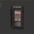Classic Enclosed Phone Booth With Yellow Handset And Wall Mounted Phone