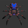 Decorative Spider With Blue Red Patterns And Black Legs Featuring Red Spots