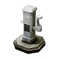 Gray Telephone Pillar With Square Top Side Mounted Receiver And Hexagonal Textured Base