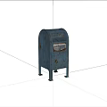 Outdoor Public Facility Blue Mailbox With Rustic Metal Structure Mail Slot And Lock