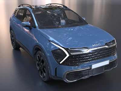 Blue Kia SUV With Modern Design Sleek Front Grille Distinctive LED Headlights And Roof Rails 3d model