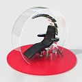 Modern Transparent Semicircle Display Structure With Black Red Components And Red Base Platform 3d model
