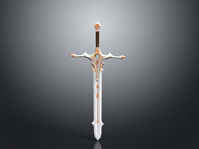 Elegant Ornate Decorative Sword With Gold White Design And Cross Guard Engravings 3d model
