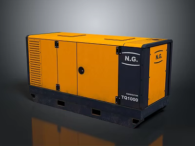 Yellow And Black Industrial Generator With NG YQ1000 Model Power Equipment 3d model