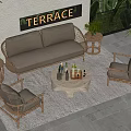 Modern outdoor sofa coffee table combination 3d model