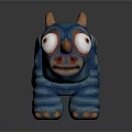 Blue Horned Game Movie Character With Big Eyes And Scaly Texture