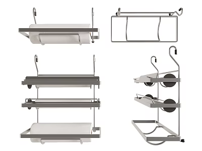 Metal Wall Mounted Storage Racks With Multi Layer And Hook Design For Home 3d model