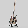 Brown Gradient Electric Bass Guitar With Modern Design And Stand For Music