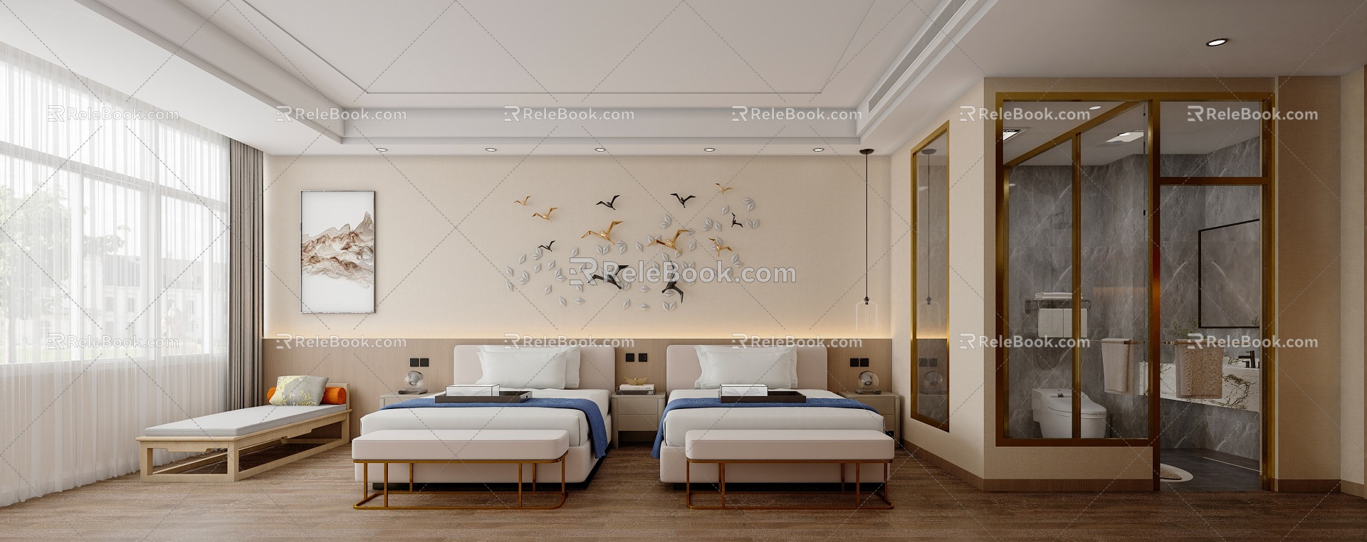 Hotel Away Room 3d model