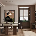 Modern Living Dining Room Interior With Pendant Lights Gray Sofa Dining Table And Wooden Flooring