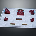 Fitness Training Space With White Mat And Red Workout Equipment Layout Design