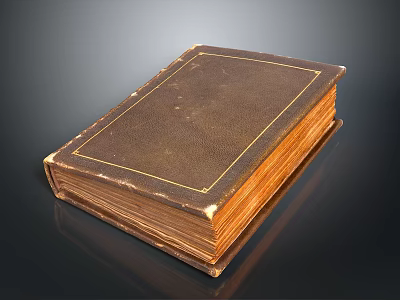 Vintage Old Book With Brown Cover And Golden Border As Classic Living Accessory 3d model