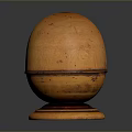 Orange Spherical Decorative Living Item With Textured Surface And Brown Base