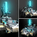 Futuristic Sci Fi Tank With Glowing Blue Lights And Armored Structure Design