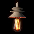 Modern Multi Chandeliers with Layered Dark Shades and Illuminated Vintage Filament Bulbs