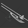 Ancient Traditional Long Handle Weapons With Metal Blades And Wooden Shafts