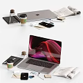 Modern Laptop Workspace With Coffee Cup Smartphone Notebook Open Magazine And Cactus