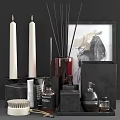 Stylish Modern Bathroom Accessories With Candles Diffusers Soap Dispensers And Brushes