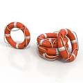 Orange And White Striped Life Rings With Single And Stacked Arrangement