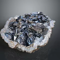 Natural Black Silver Crystal Mineral Stone Specimen With Shiny Surface And Geode Structure