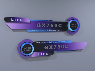 Stylish Wall Decor Featuring LIFE GOOD Text Purple Black Strip Design 3d model