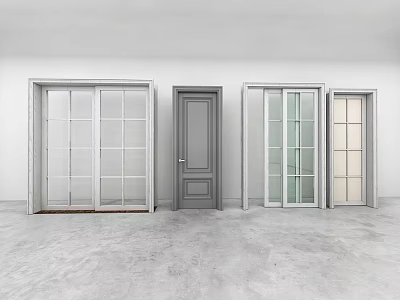 Modern Hinged Doors With Glass Panels And Different Styles For Home Interior 3d model