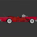 Red Classic Convertible Car With Open Top And Leather Seats