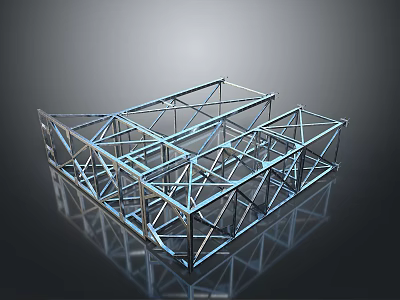 Scenic View Of Industrial Metal Frame Structure With Reflective Surface And Dark Background 3d model