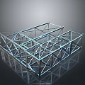Scenic View Of Industrial Metal Frame Structure With Reflective Surface And Dark Background