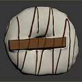 Delicious Donut With White Frosting Brown Stripes And Chocolate Stick Decoration