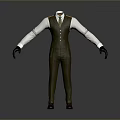 Stylish Men's Outfit with White Shirt Brown Vest Trousers Black Gloves and Brown Shoes