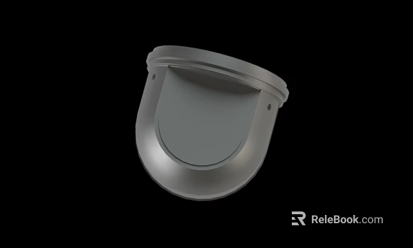 Gray Semicircular Cover With Smooth Surface And Mounting Holes For Electrical Fixture 3d model 