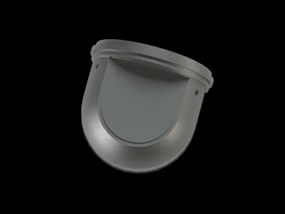 Gray Semicircular Cover With Smooth Surface And Mounting Holes For Electrical Fixture 3d model