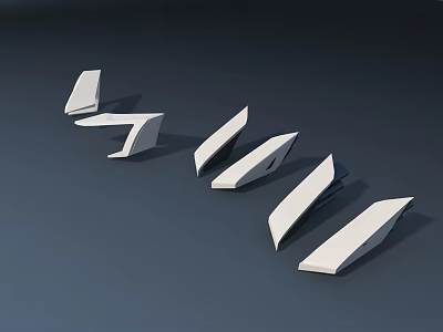 Multiple Modern White Reception Desks With Geometric Shapes And Sleek Design 3d model
