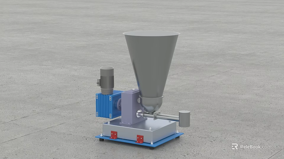 Industrial Processing Equipment With Conical Hopper Blue Motor And Stable Base 3d model 