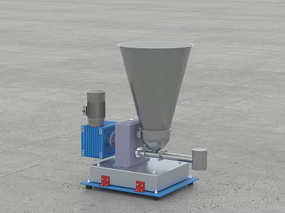 Industrial Processing Equipment With Conical Hopper Blue Motor And Stable Base 3d model